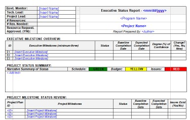 4. Executive project status report template