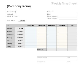 1. Weekly timesheet template by client