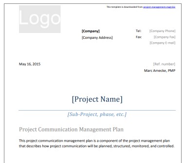 4. Project communication management plan template