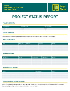 1. Short project status report template